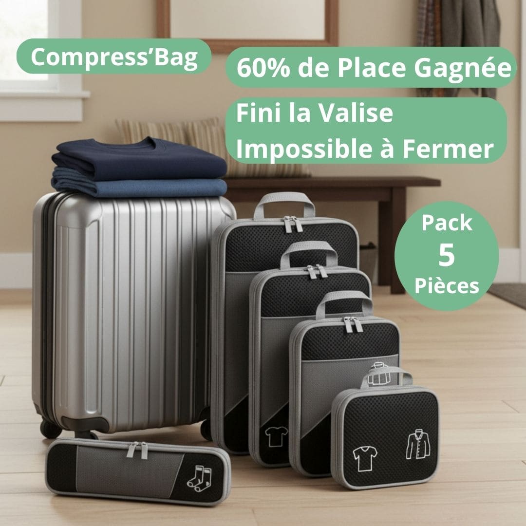 COMPRESS'BAG : L'ORGANISATEUR QUI COMPRESSE VOS VÊTEMENTS, DOUBLE L'ESPACE DE VOTRE VALISE